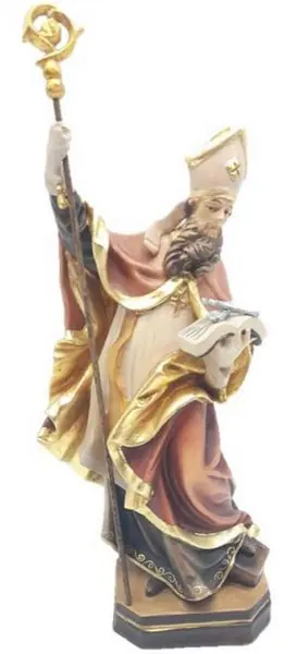 Statua San Germano con libro e due chiavi 30 cm legno dipinto Reso Gratuito