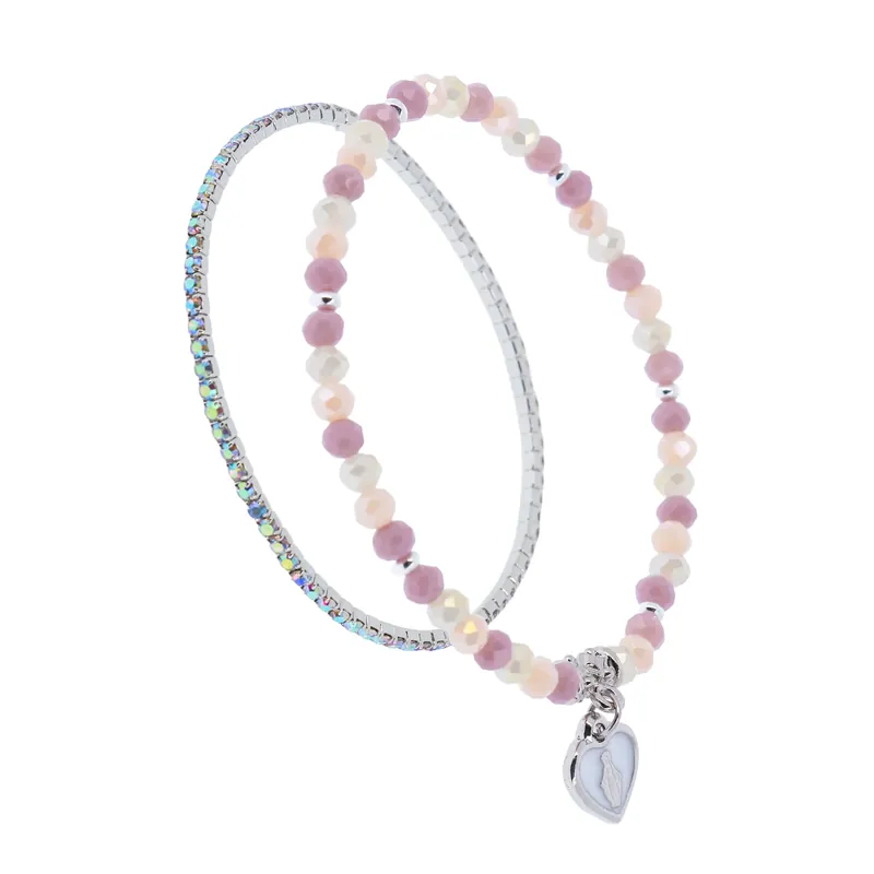 Bracciale Devozionale Doppio Filo Rosa Antico con Miracolosa Offerta